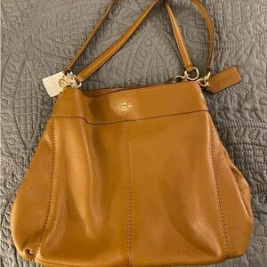 Coach Lexy Large Saddle Brown Pebble Leather Purse - new with tag.